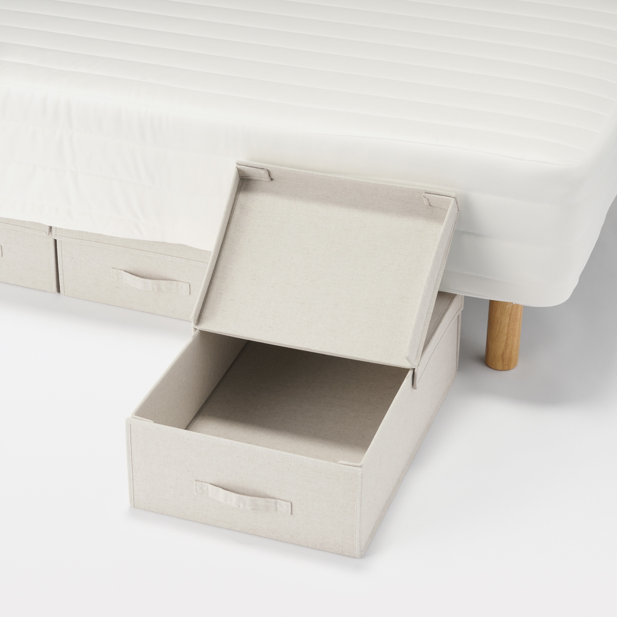 ポリエステル麻　布貼りベッド下収納ボックス