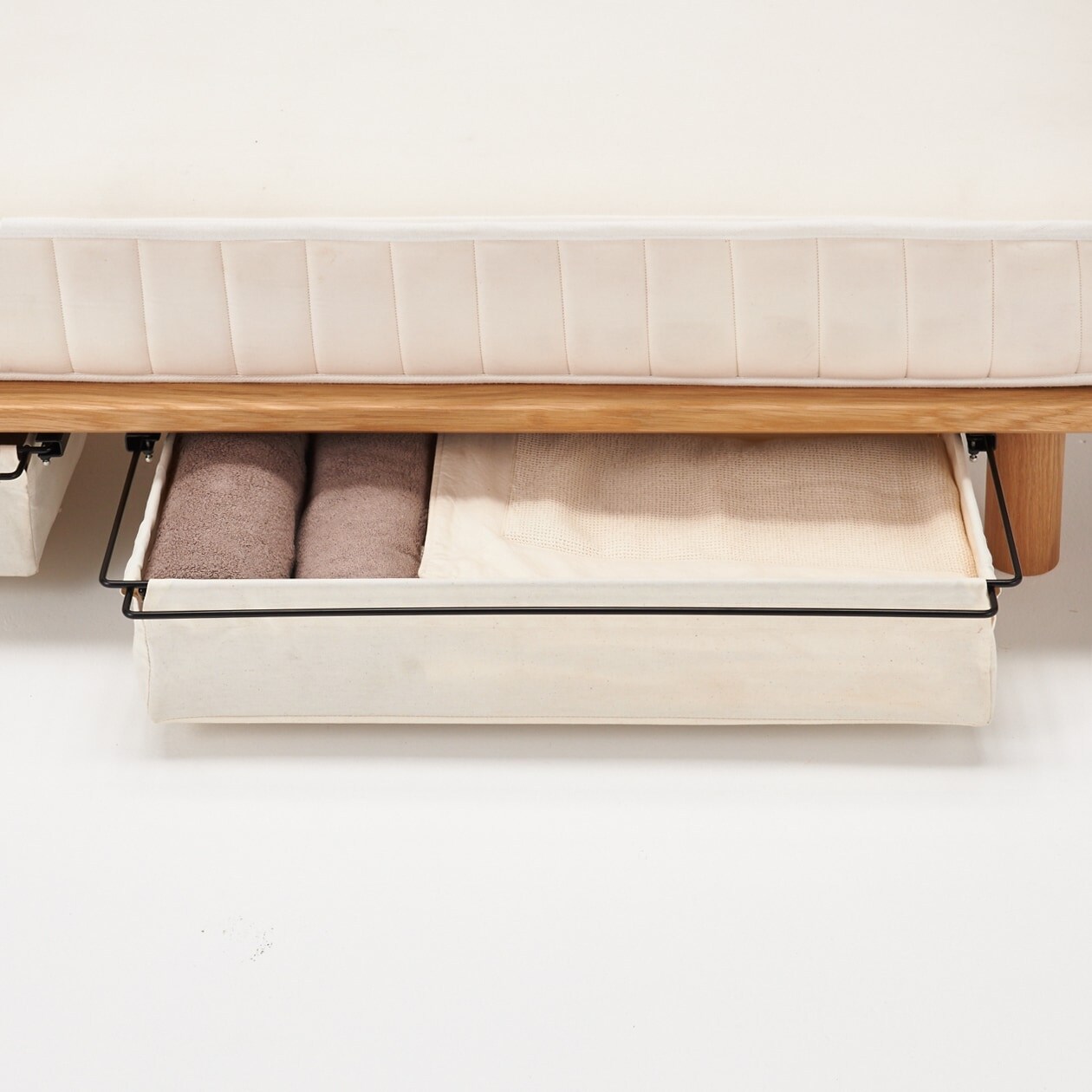 【２点セット】ベッドフレーム用帆布バスケット　小