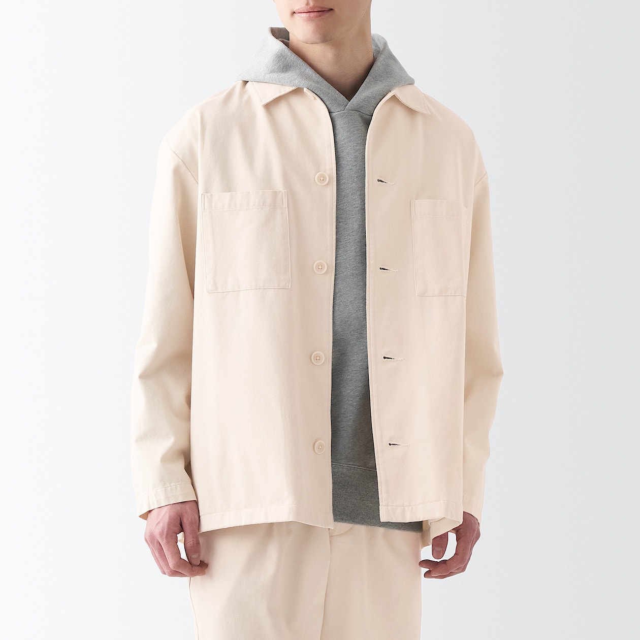 定価6990円　無印良品　木の実から作ったカポック混シャツジャケット　生成　XＬ