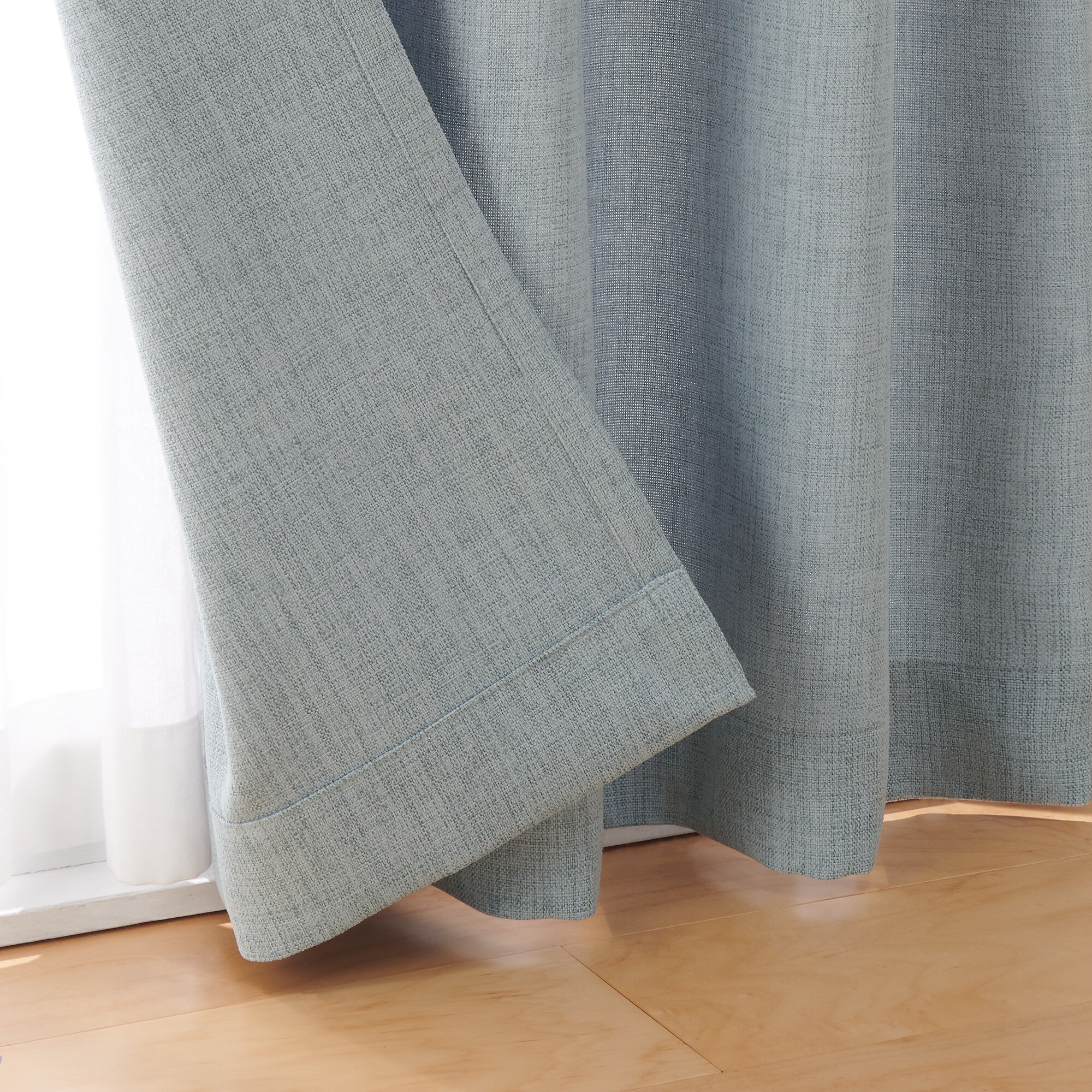 ポリエステルマット織ノンプリーツカーテン／ライトブルー | 無印良品