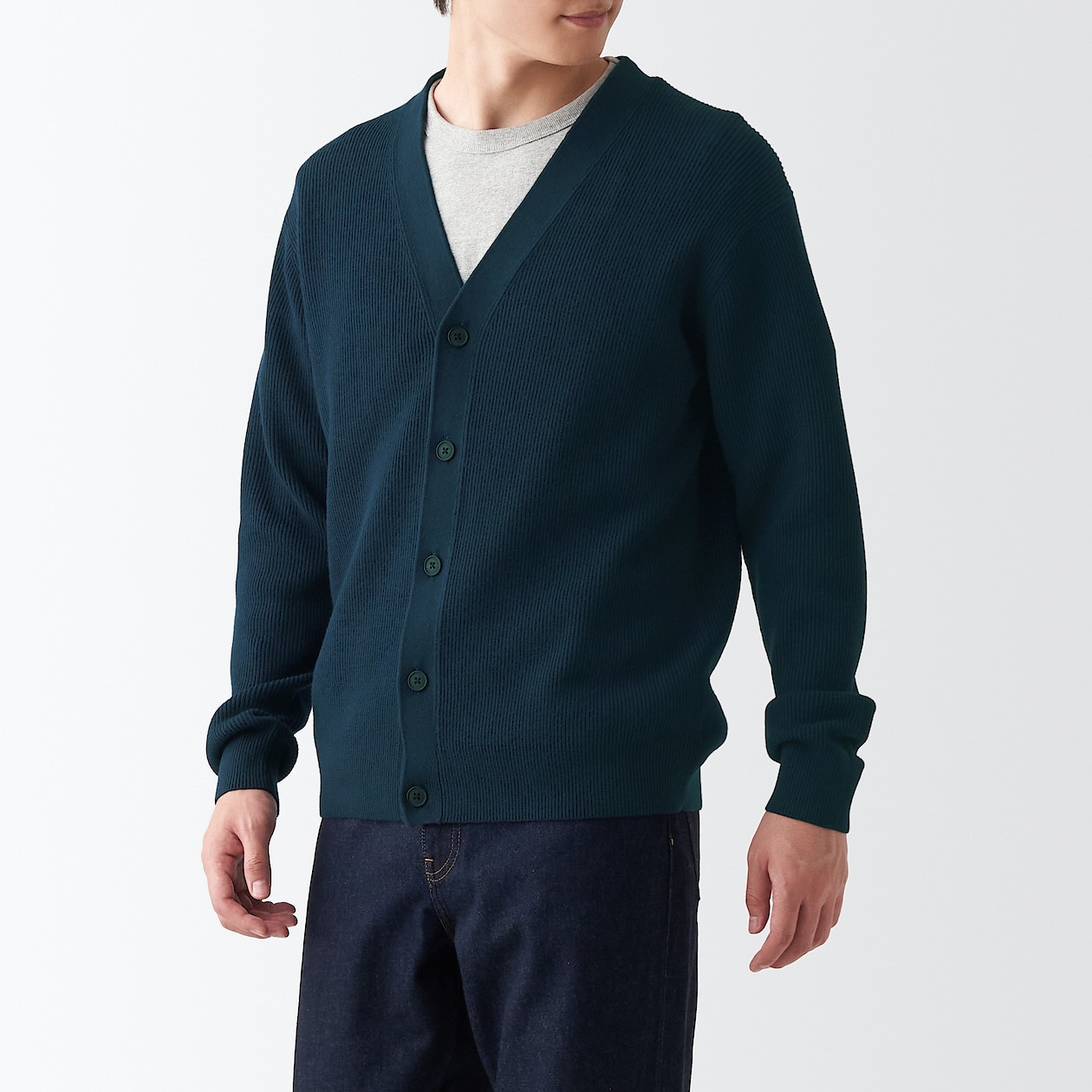 Cardigan Knitted with Yarn That Keeps Its Shape: Navy Cardigan Knitted with Yarn That Keeps Its Shape: Navy
