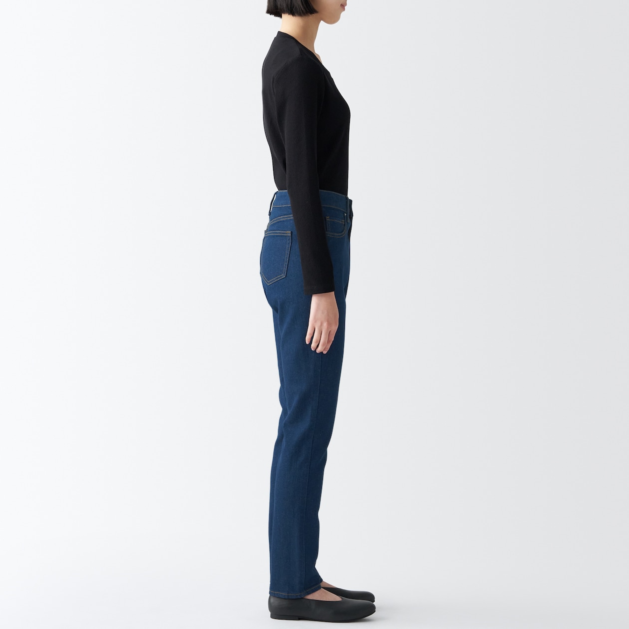 ストレッチデニムスリムパンツ　股下７５　ブルー