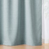 ポリエステルマット織プリーツカーテン２倍ヒダ／遮光裏地付／ライトブルー