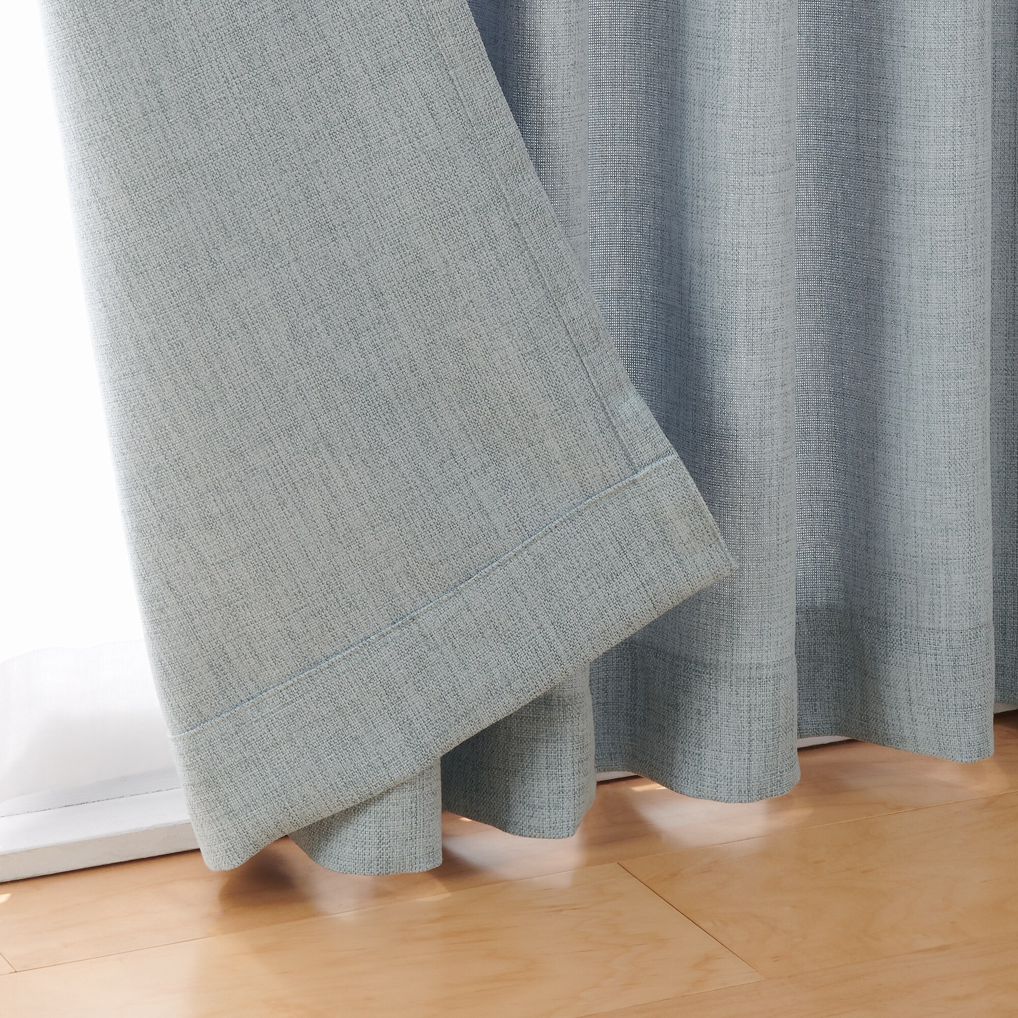 ポリエステルマット織プリーツカーテン2倍ヒダ／ライトブルー | 無印良品