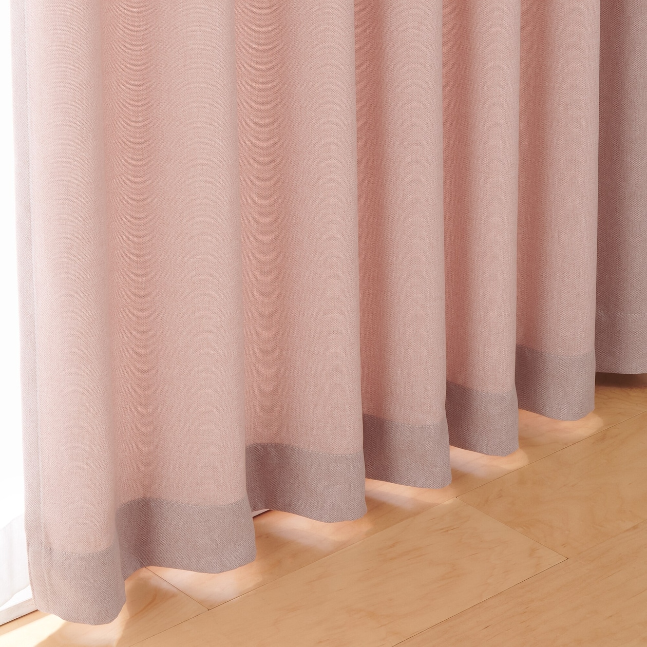 ポリエステルオックスプリーツカーテン２倍ヒダ／ピンク