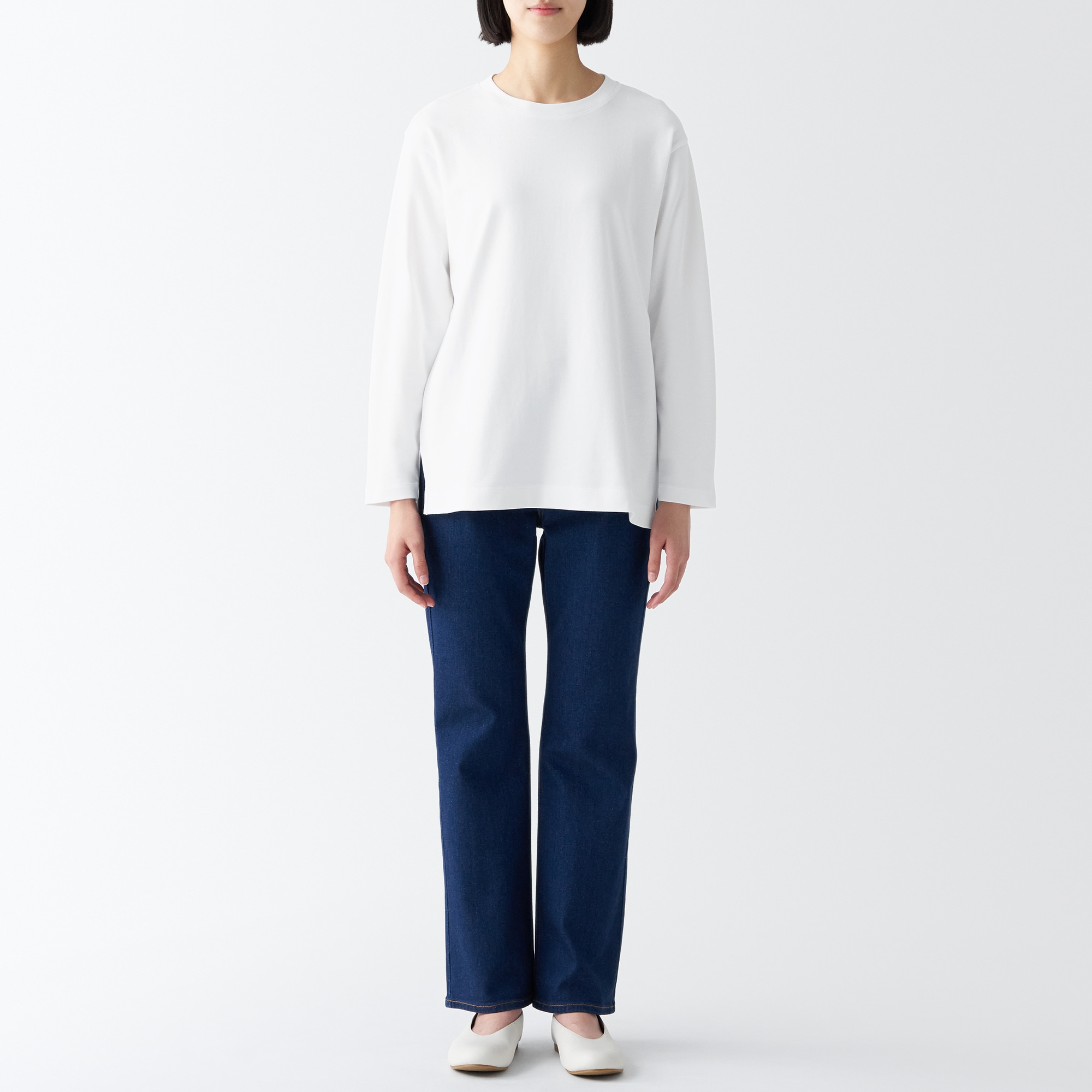 スムース編みロング丈長袖Ｔシャツ