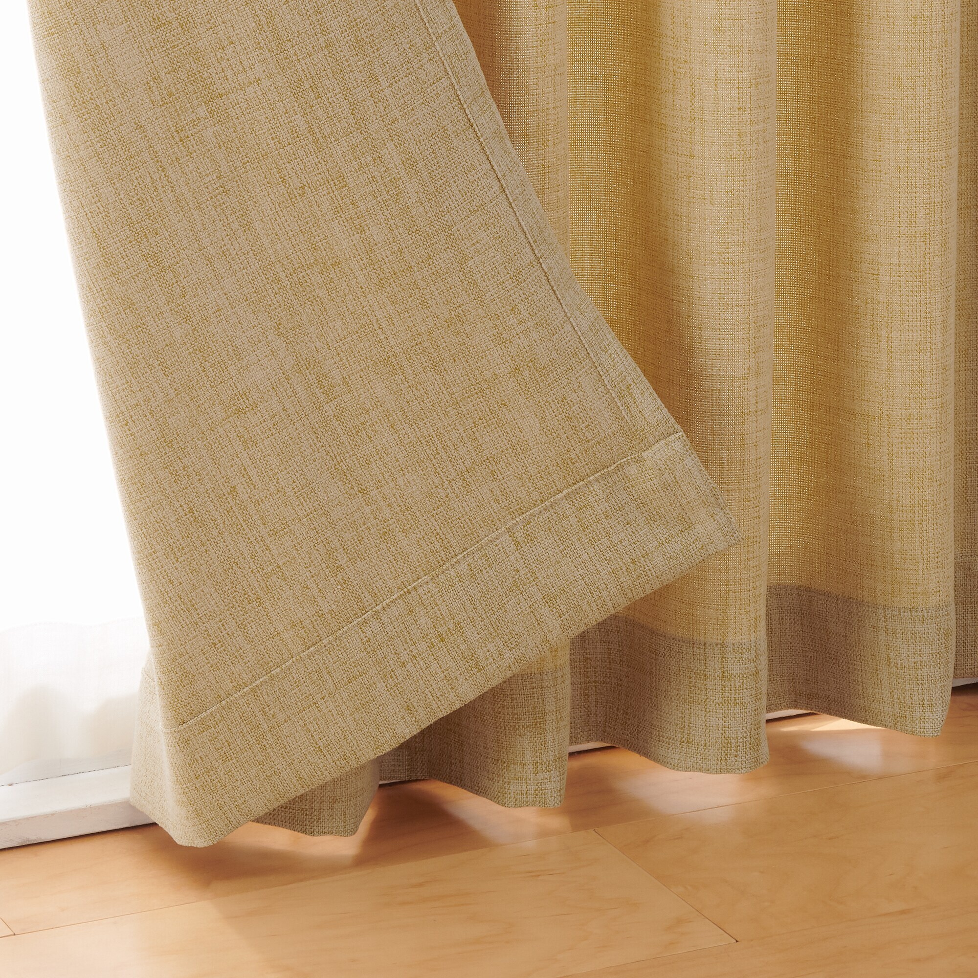 無印良品　ポリエステルマット織プリーツカーテン２倍ヒダ／遮光裏地付／マスタード ポリエステルマット織プリーツカーテン2倍ヒダ／遮光裏地付