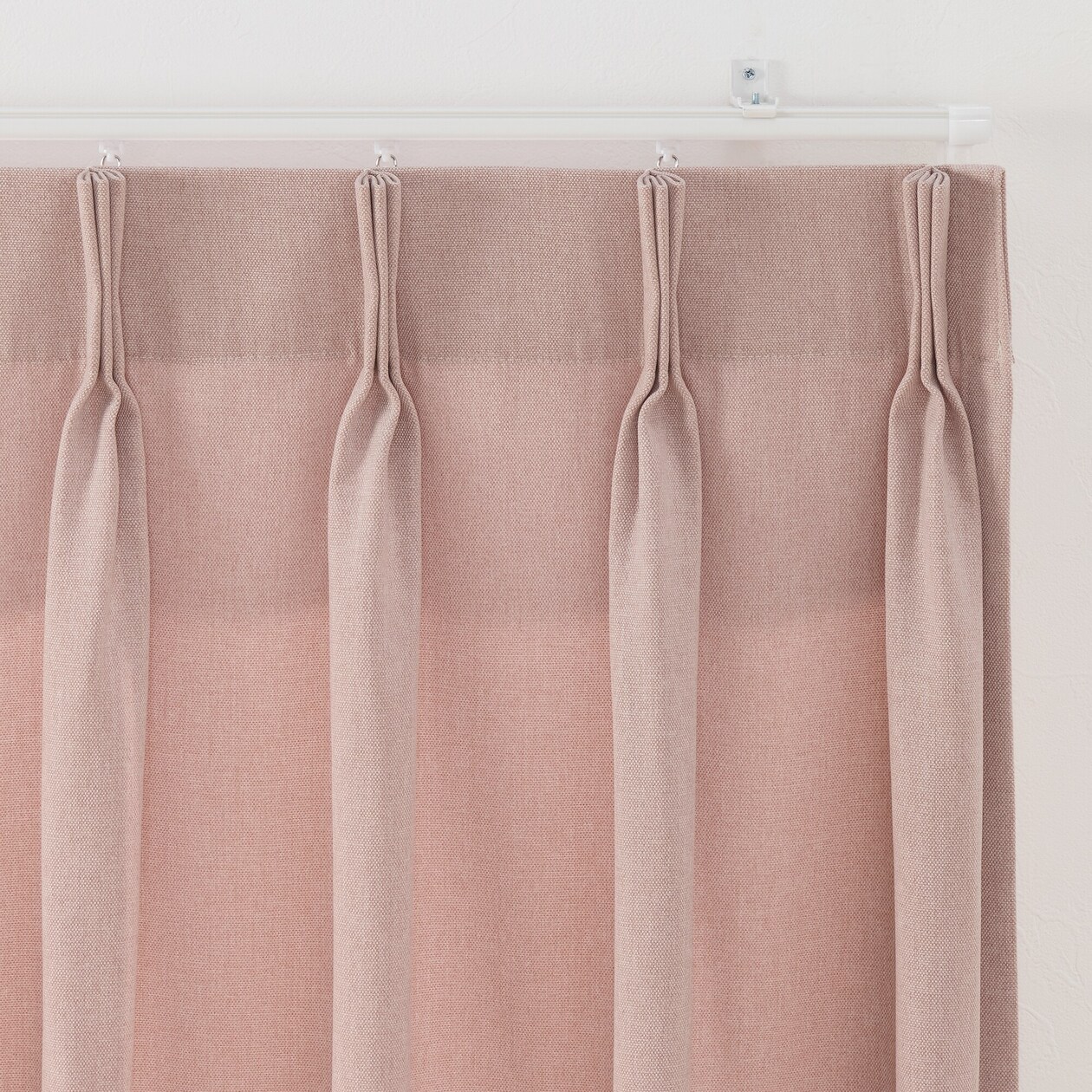 ポリエステルオックスプリーツカーテン２倍ヒダ／ピンク