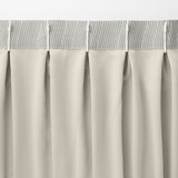 ポリエステルジャガード織波プリーツカーテン２倍ヒダ／遮光裏地付／グレー