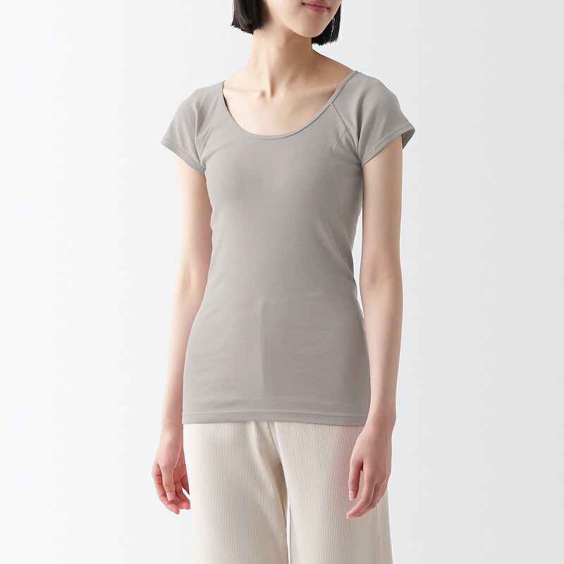 さらっと綿 汗取りパッド付きフレンチスリーブＴシャツ | 無印良品