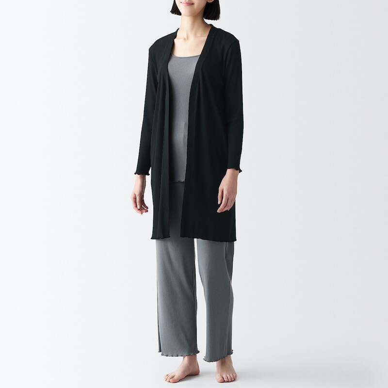 なめらかリブ ロングカーディガン 無印良品