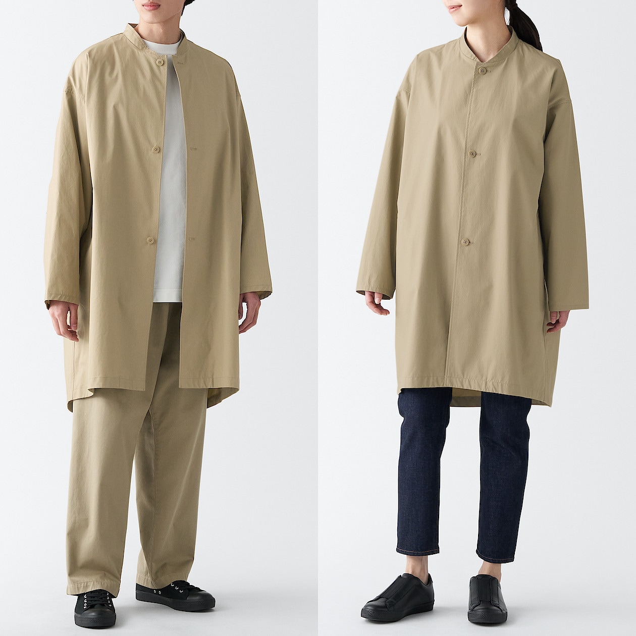 【美品】MUJI Labo 撥水高密度織りスタンドカラーコート