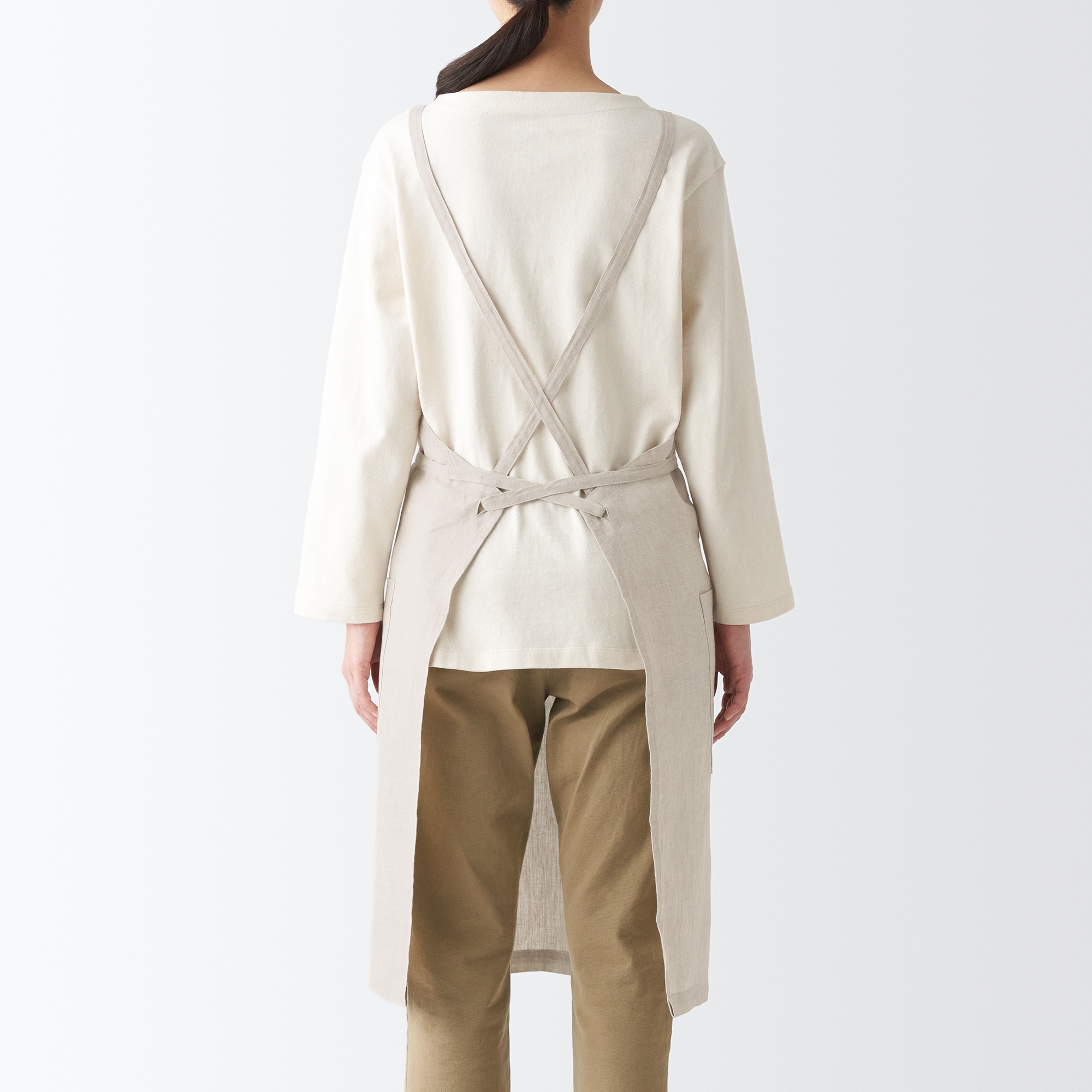 麻平織　カフェエプロン