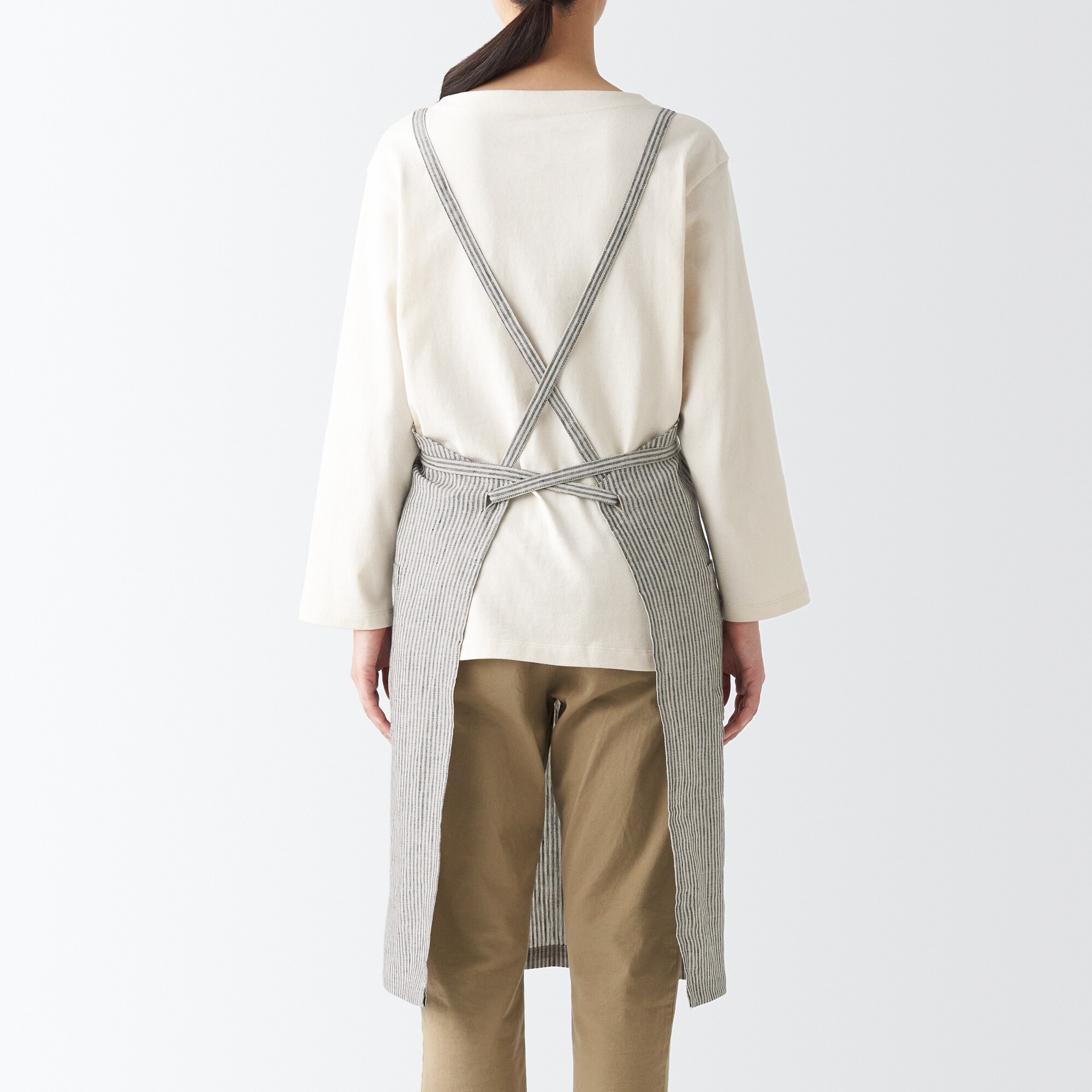 麻平織　カフェエプロン