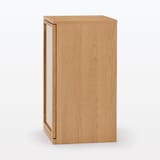 木製キャビネット　ガラス扉　スリム　オーク材突板