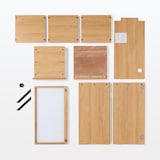 木製キャビネット　ガラス扉　スリム　オーク材突板