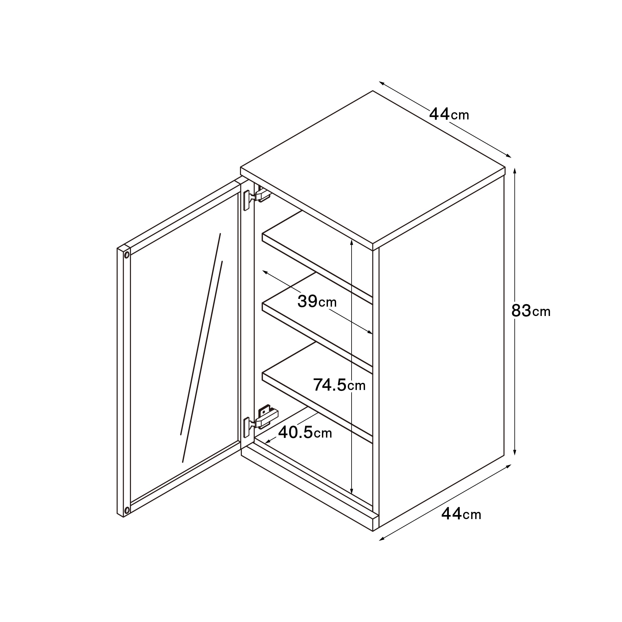 木製キャビネット　ガラス扉　スリム　オーク材突板