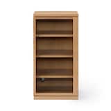 木製キャビネット　ガラス扉　スリム　オーク材突板