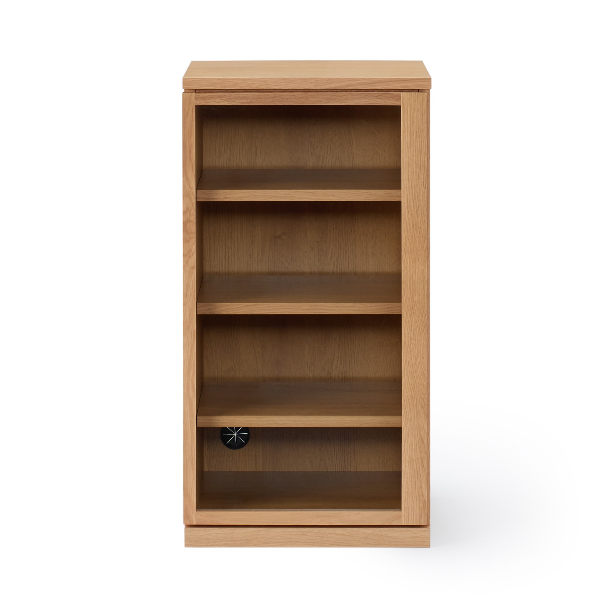 木製キャビネット　ガラス扉　スリム　オーク材突板