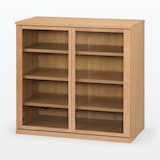 木製キャビネット　ガラス扉　オーク材突板