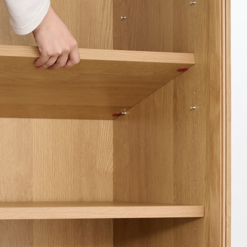 木製キャビネット　ガラス扉　オーク材突板