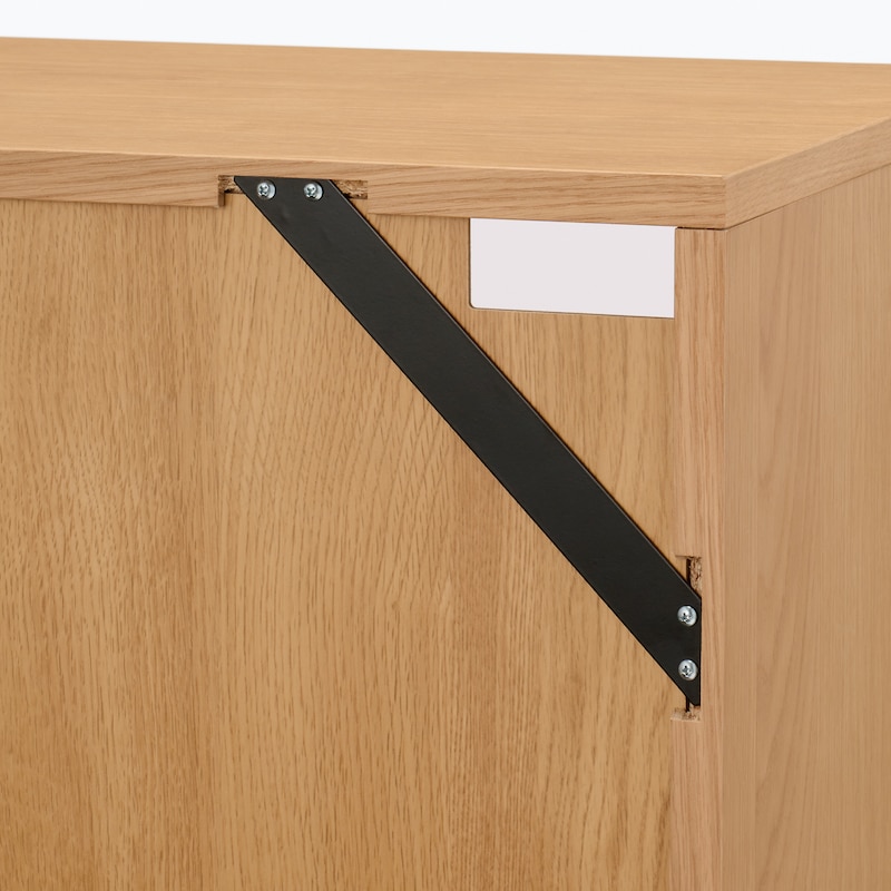 木製キャビネット　ガラス扉　オーク材突板