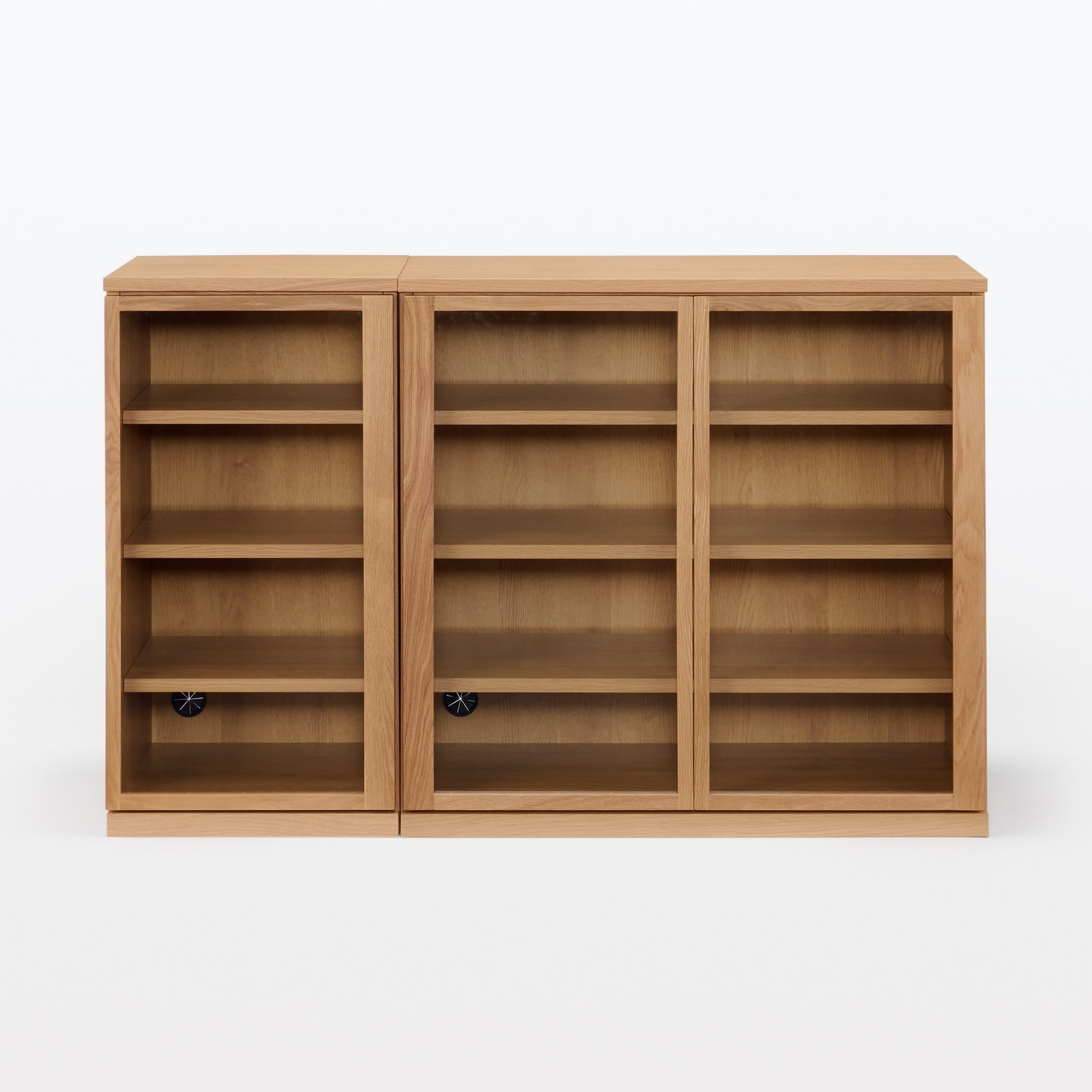 木製キャビネット　ガラス扉　オーク材突板