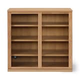 木製キャビネット　ガラス扉　オーク材突板