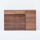 木製キャビネット　木扉　スリム　ウォールナット材突板