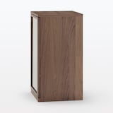 木製キャビネット　ガラス扉　スリム　ウォールナット材突板