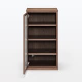 木製キャビネット　ガラス扉　スリム　ウォールナット材突板