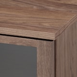 木製キャビネット　ガラス扉　スリム　ウォールナット材突板