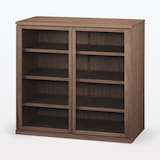 木製キャビネット　ガラス扉　ウォールナット材突板