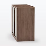 木製キャビネット　ガラス扉　ウォールナット材突板