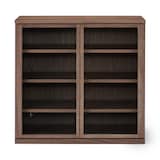 木製キャビネット　ガラス扉　ウォールナット材突板