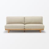 ゆったり座れるアームレスソファ　３シーター　ポリエステル平織