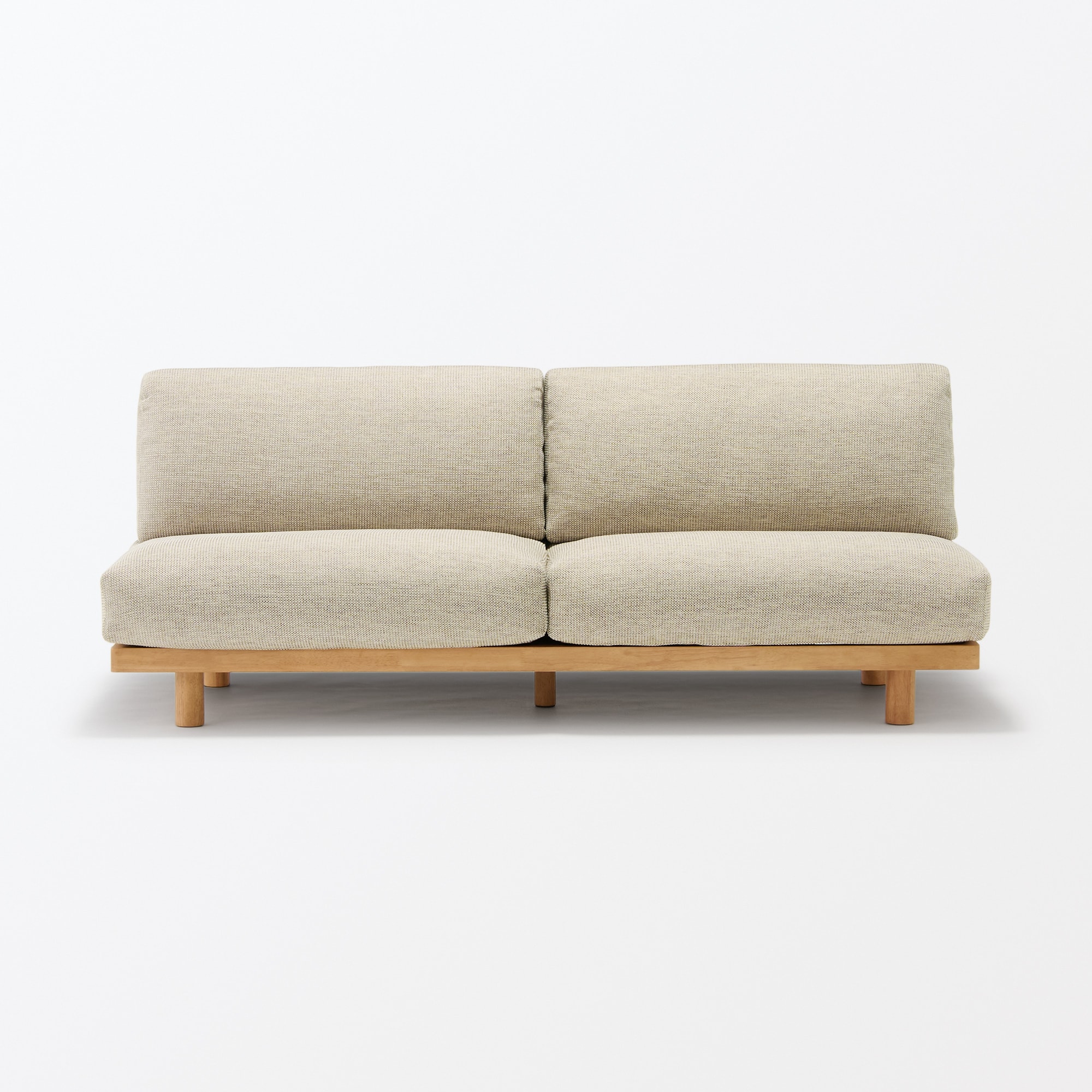 ゆったり座れるアームレスソファ　３シーター　ポリエステル平織