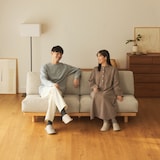 ゆったり座れるアームレスソファ　３シーター　ポリエステル平織