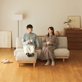 ゆったり座れるアームレスソファ　３シーター　ポリエステル平織