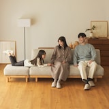 ゆったり座れるアームレスソファ　３シーター　ポリエステル平織