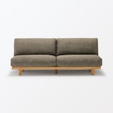 ゆったり座れるアームレスソファ　３シーター　ポリエステル平織