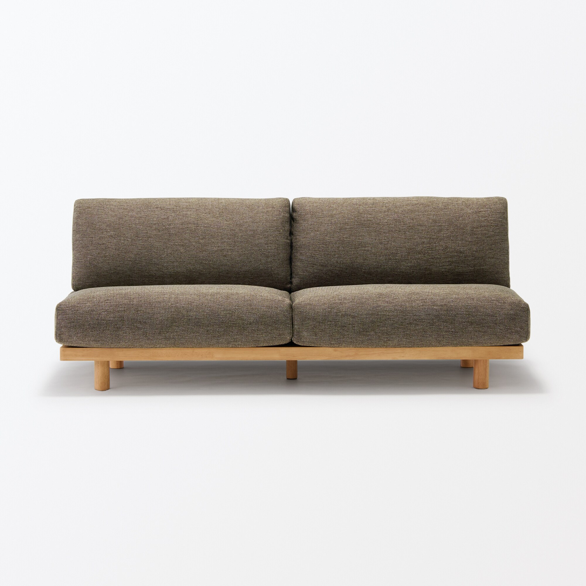 ゆったり座れるアームレスソファ　３シーター　ポリエステル平織