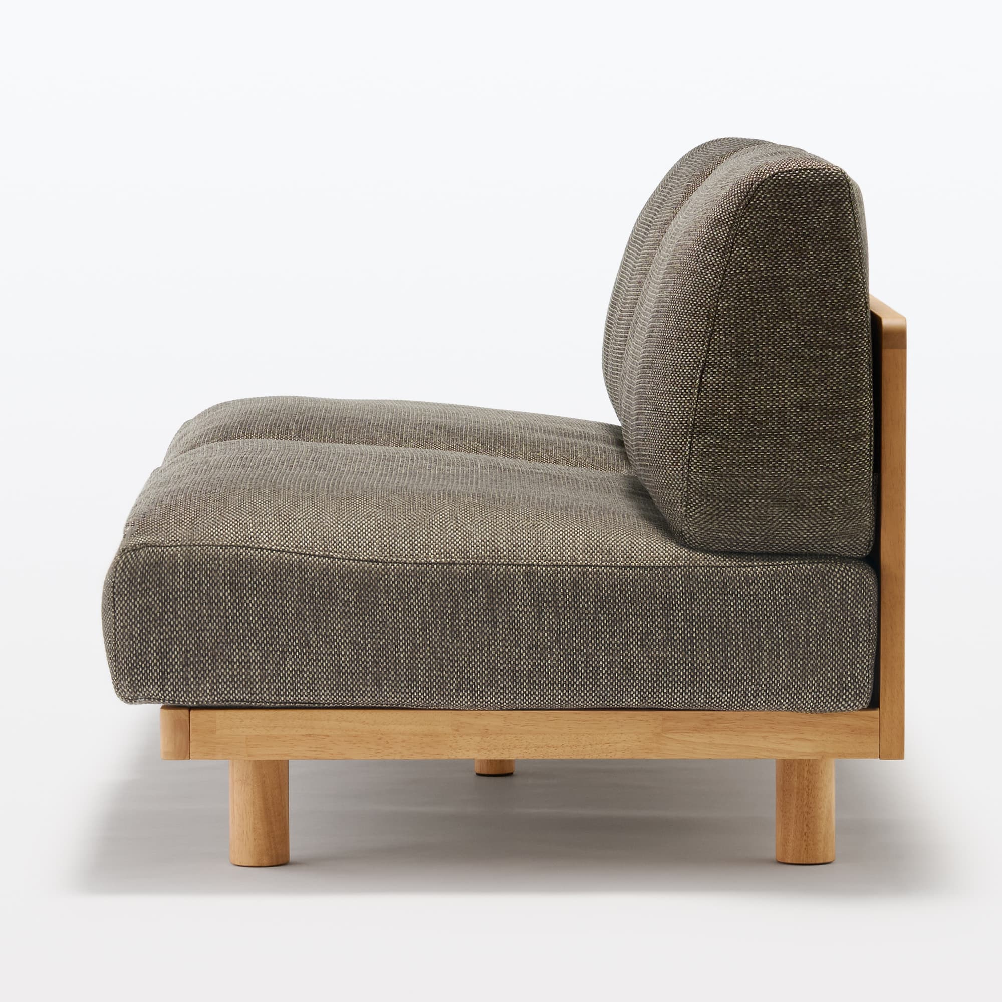 ゆったり座れるアームレスソファ　３シーター　ポリエステル平織