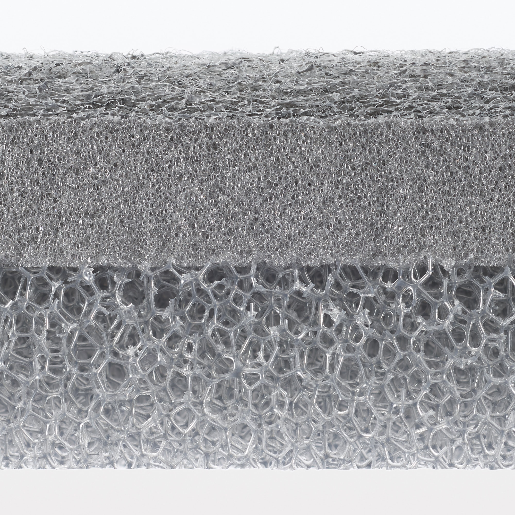 ウレタンフォーム三層スポンジ／グレー　３個入