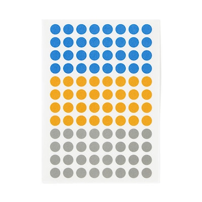 半透明マーキングシール　１片／φ８ｍｍ　３色・９６片×３シート
