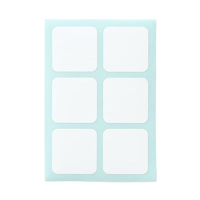 布にも貼れるラベルシール・ノンアイロンタイプ・１片／３０×３０ｍｍ　白・６片×２シート