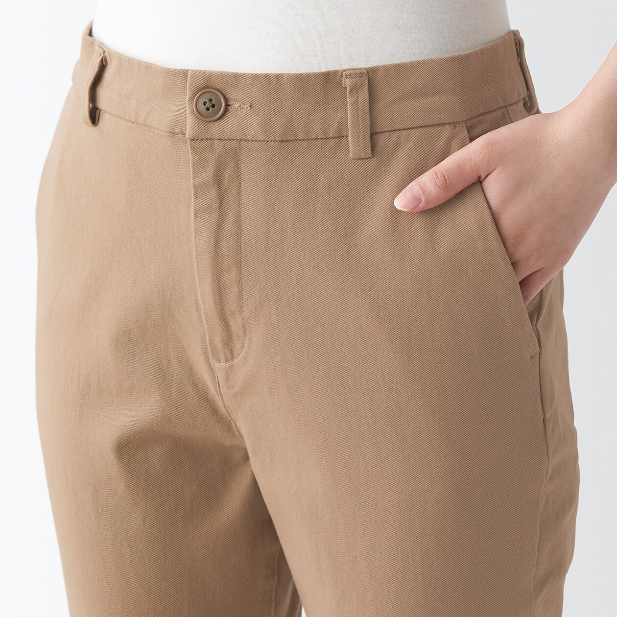 縦横ストレッチチノスリムテーパードパンツ　股下７５