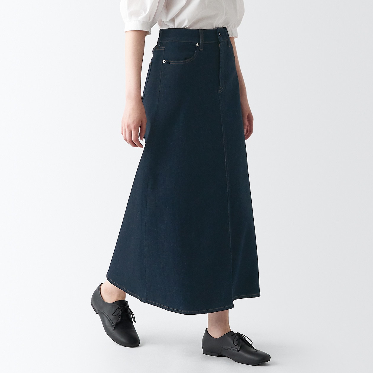無印良品 ストレッチデニムＡラインスカート - ロングスカート