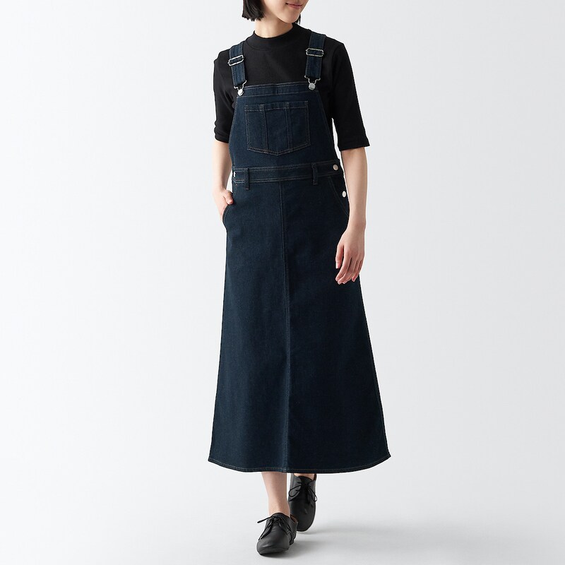 ストレッチデニムサロペットスカート 無印良品