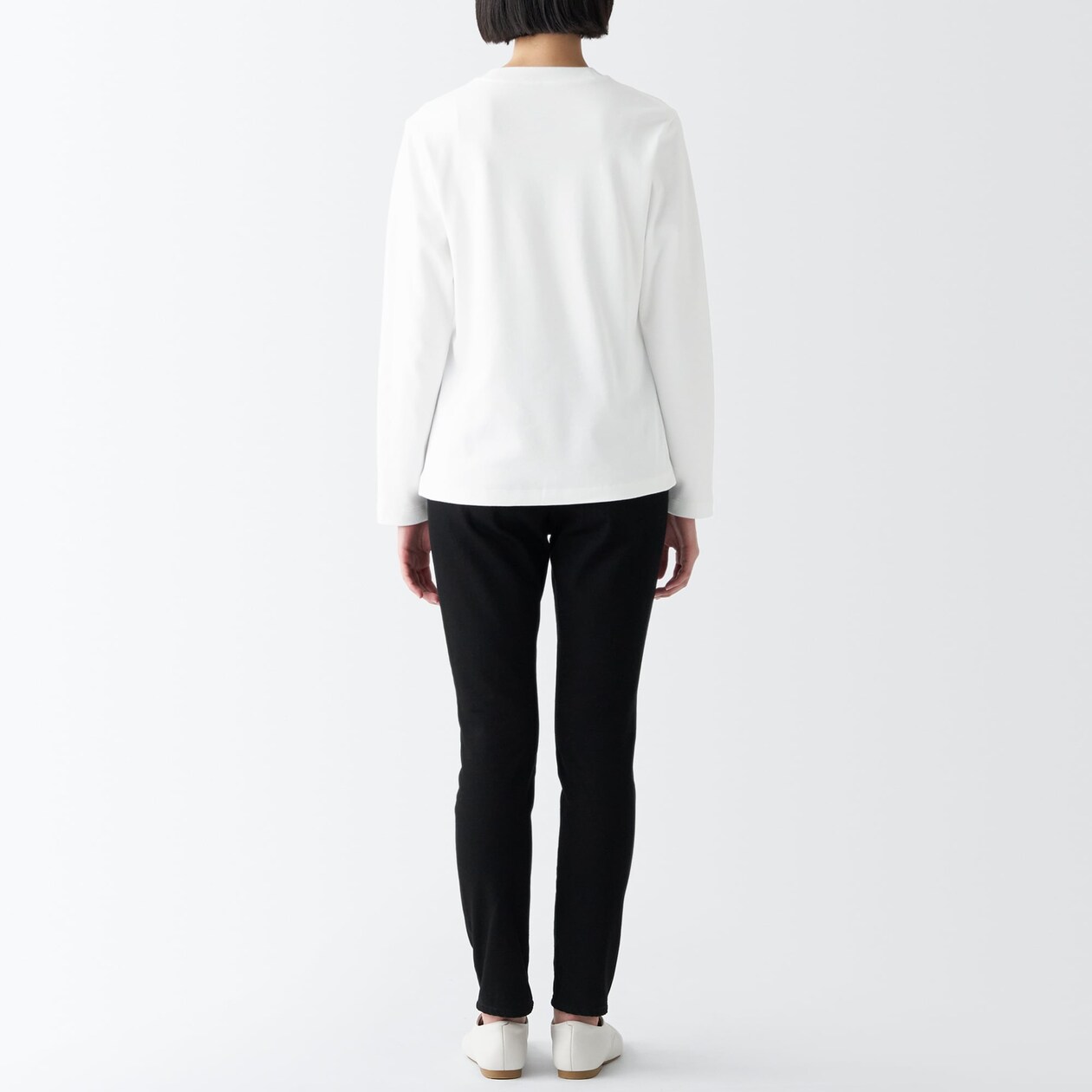 スムース編みクルーネック長袖Ｔシャツ